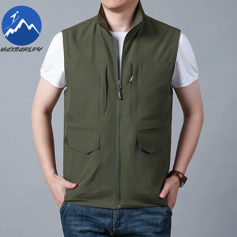 

Мужской жилет, комфортная сетчатая дышащая куртка на молнии для фотосъемки на открытом воздухе, весенне-осенняя повседневная удобная легкая жилетка без рукавов