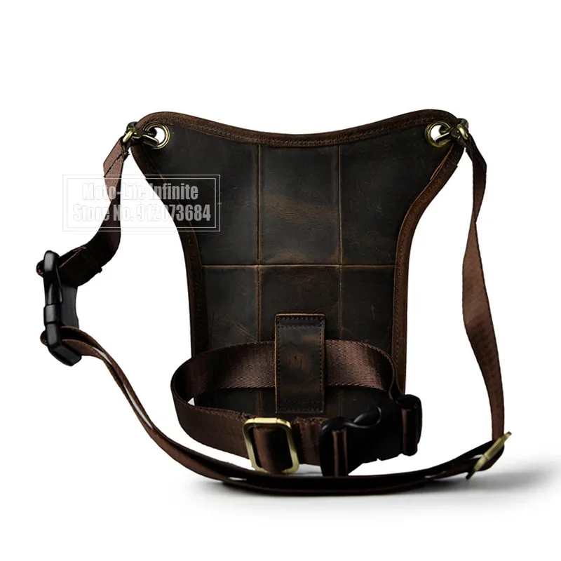 Motorcycle Riding Grain Real Leather Design Shoulder Sling Bag Phone Pouch Travel Fanny Waist Belt Pack Leg Thigh Bag For Men