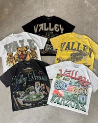 American Dream Capsule Animal Print Womens Short Sleeve Harajuku Gothic Graphic Madam Top Street T-shirts Fasion Y2k Clothes Men