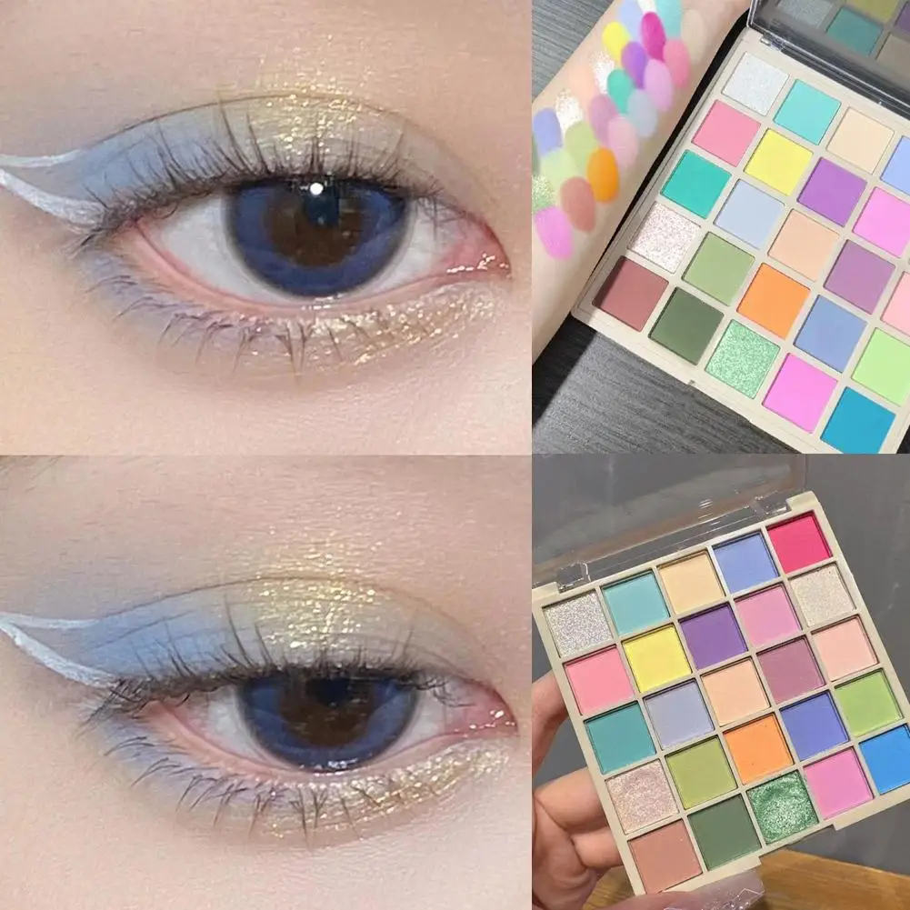 25-Color Lucky Eyeshadow Palette Women Macaron-Colored  Dopamine Fine Shimmer & Pearlescent Cosplay Party Stage Makeup Tool