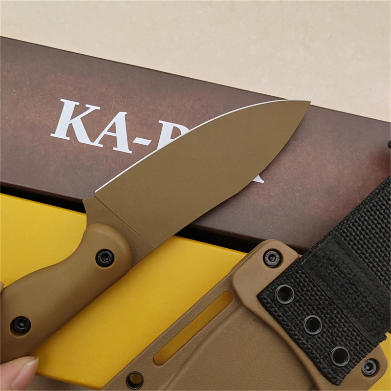 Outdoor survival knife straight knife EDC with k-knife sheath knife trade black brown fruit knife