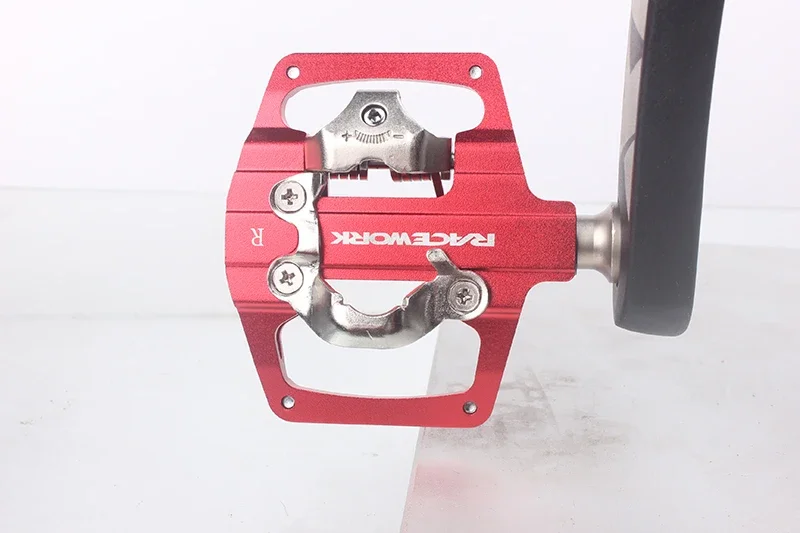 RACEWORK Mountainbike-Fahrradpedale MTB Klickpedale Selbstverriegelnde CNC-Aluminiumlegierung DU-Lager Doppelte Flachplattform – Detail 9