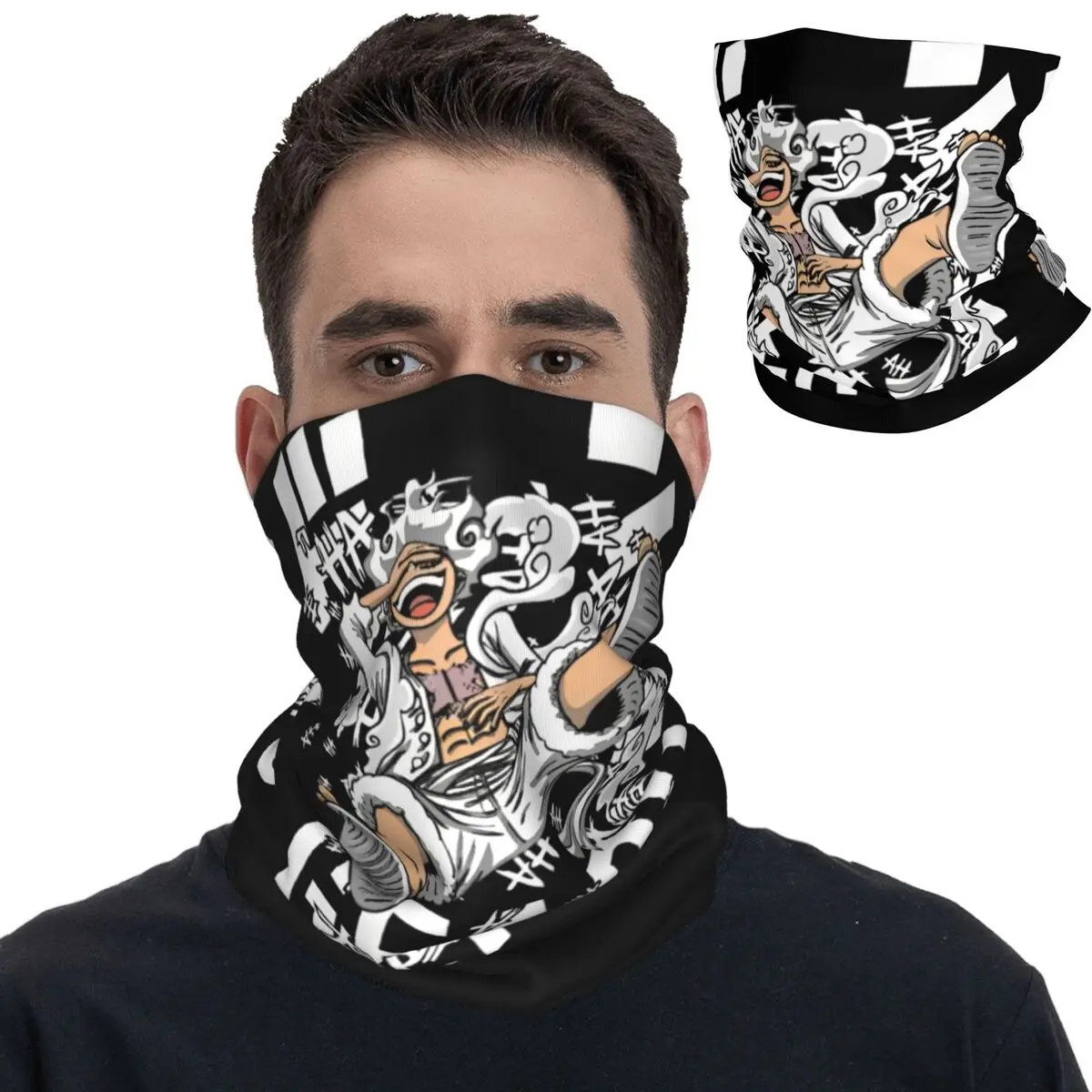 One-Piece Monkey D Luffy Nika Gear 5 Bandana Neck Gaiter Printed Wrap Scarf Warm Cycling Scarf Running Unisex Adult Windproof