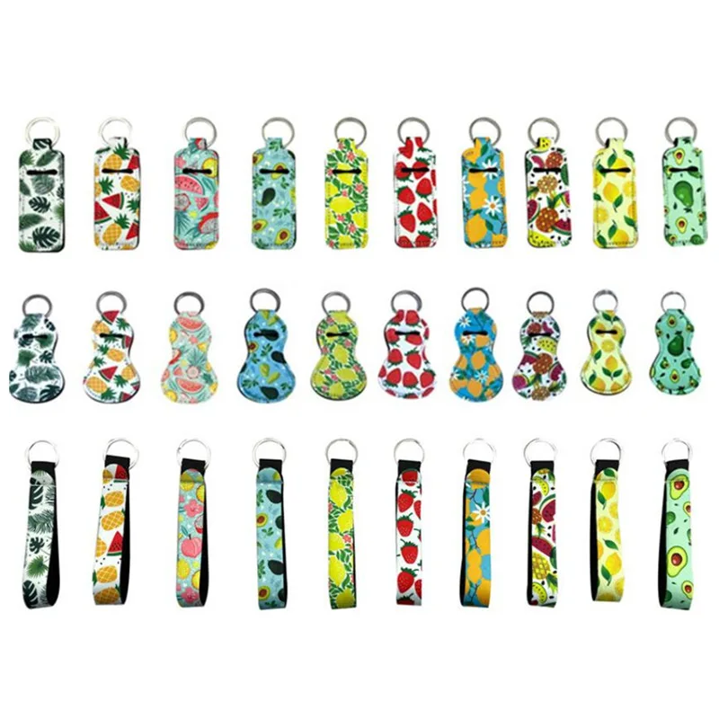 

30pieces Chapstick Holder Keychain Fruit Patterns Design Lip Balm Holder Set Chapstick Holder Keychain Wristlet Lanyard