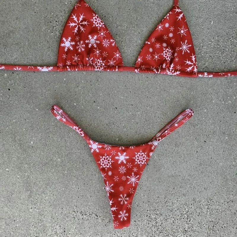 QINJOYER seksowne Bikini kobiety brazylijskie stroje kąpielowe 2 sztuk drukuj strój kąpielowy Mini stringi Bikini Set kobiety Biquini kostiumy