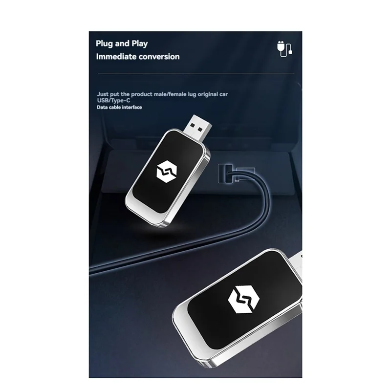 

Stylish-USB 2-In-1 Wireless Carplay Android Auto Adapter Wireless Car Adapter Convert Wired Android Auto To Wireless