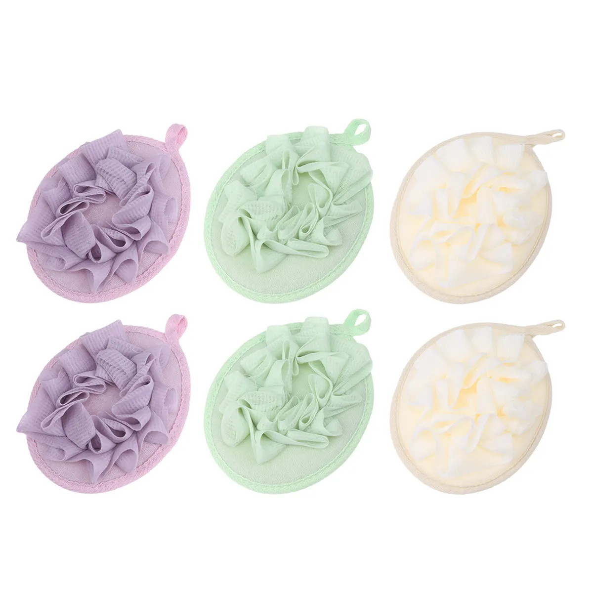 Bath Sponge 6 Pack Quick Dry Mesh Shower Loofah for Deep Body Cleansing Easy Hanging Travel Bath Accessory