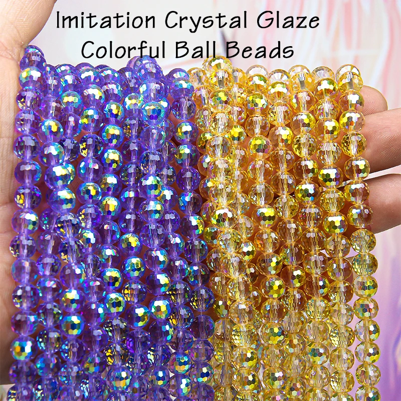 8mm*65pcs Crystal Beads Disco Ball 96 Facets Earth Bead Glass Beads DIY Accessories