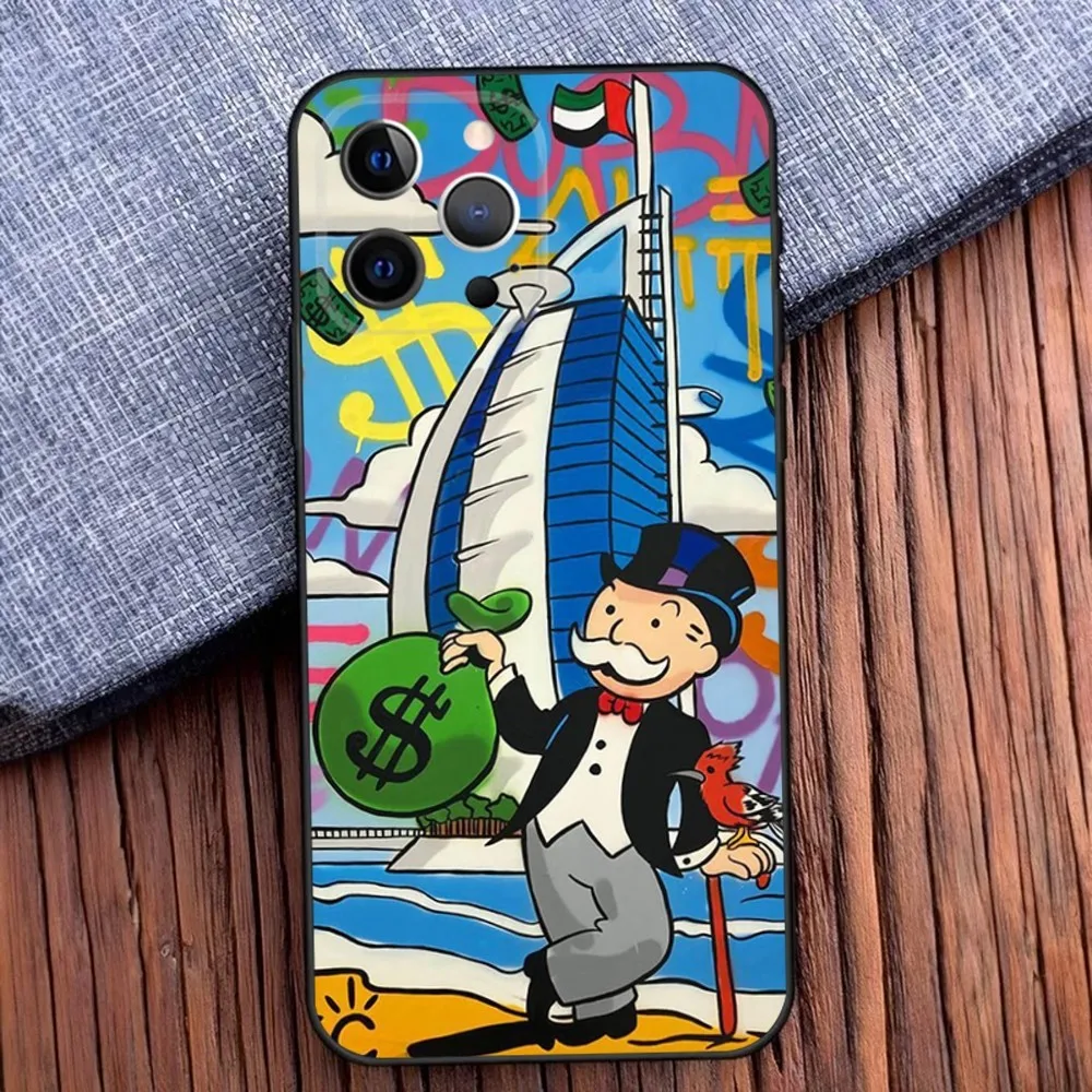 Cartoon D-Dollar M-Monopolys Phone Case For iPhone 16,15,14,13,12,11,Pro,X,XS,Max,XR,Plus,Mini Soft Black Cover