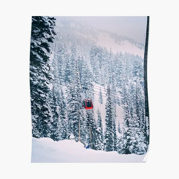 Ski Lift In Jackson Hole  Poster Art Painting Funny Room Home Vintage Decor Decoration Modern Print Picture Wall Mural No Frame