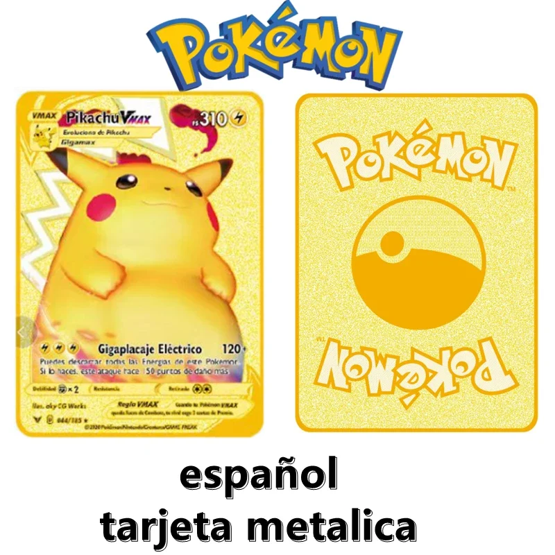 Pokemon Metal Spanish Battle Card Games Anime Character Collection Birthday Gifts Children\'s Toys GX VMAX V EX