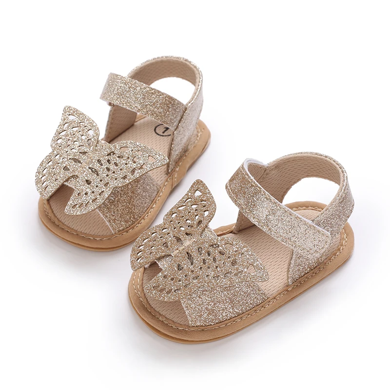 0-18M Newborn Baby Girls Summer Shoes Sandals Cute Butterfly Infant Toddals Shoes Casual Soft Sole Glitter Sandals Crib Shoes