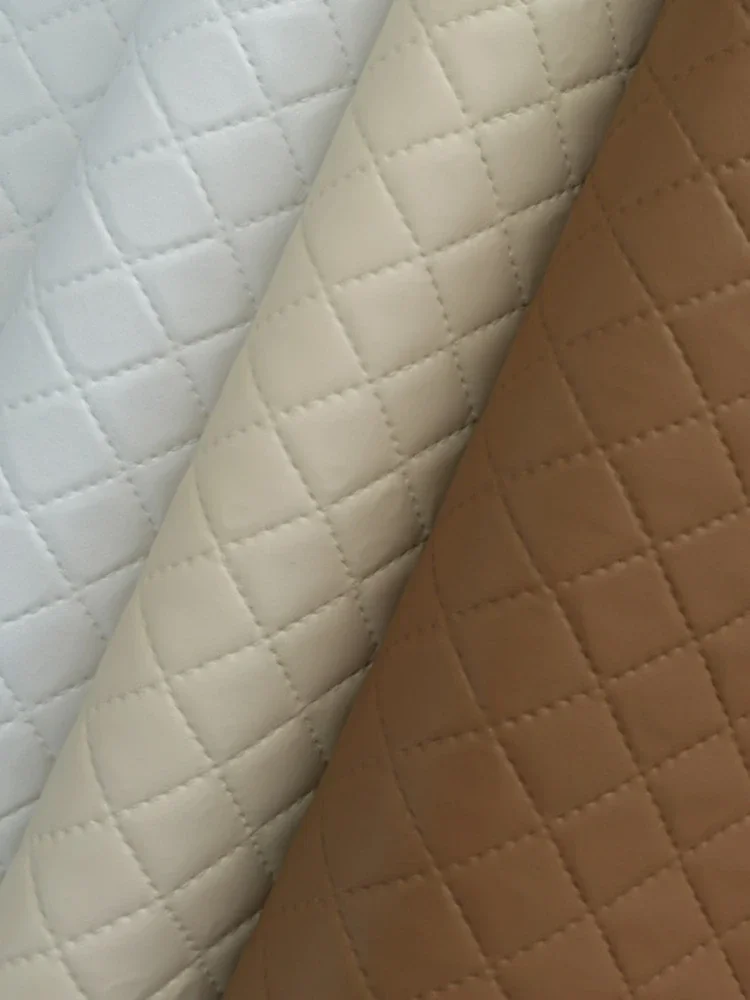 Artificial Leather Fabric for Sofa Decoration Background Decorate Hard Package PVC Material Diamond Check Pattern Cloth