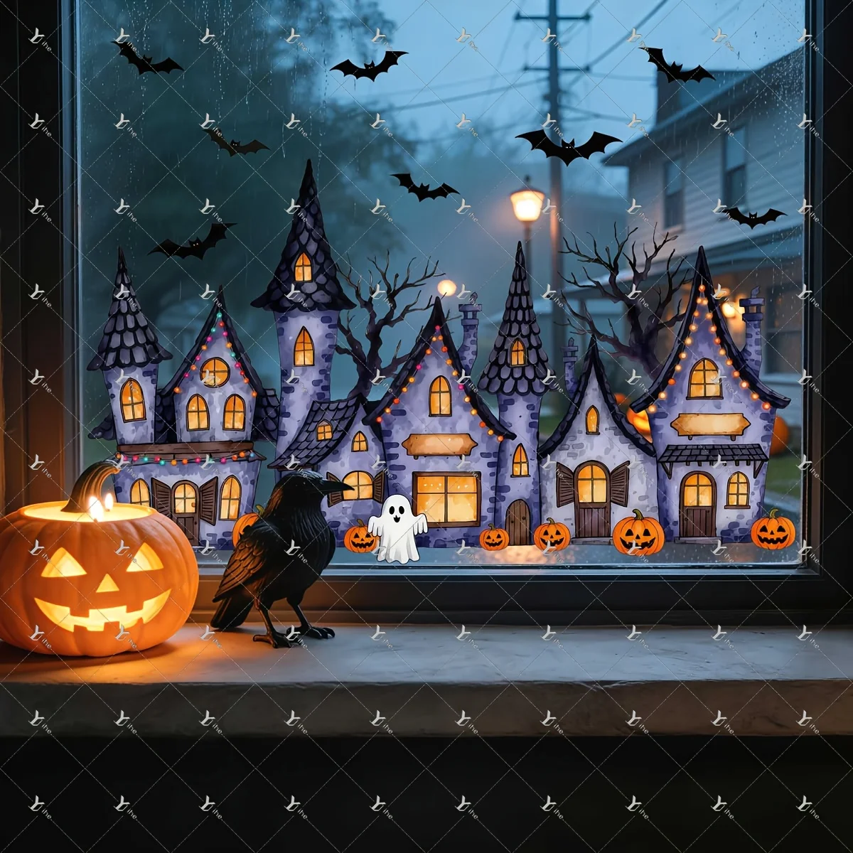 1Pcs 2D Flat Halloween PVC Window Clings Removable Double Sided Visible Glass Stickers Home Shop Holiday Decor Halloween Decor view 3
