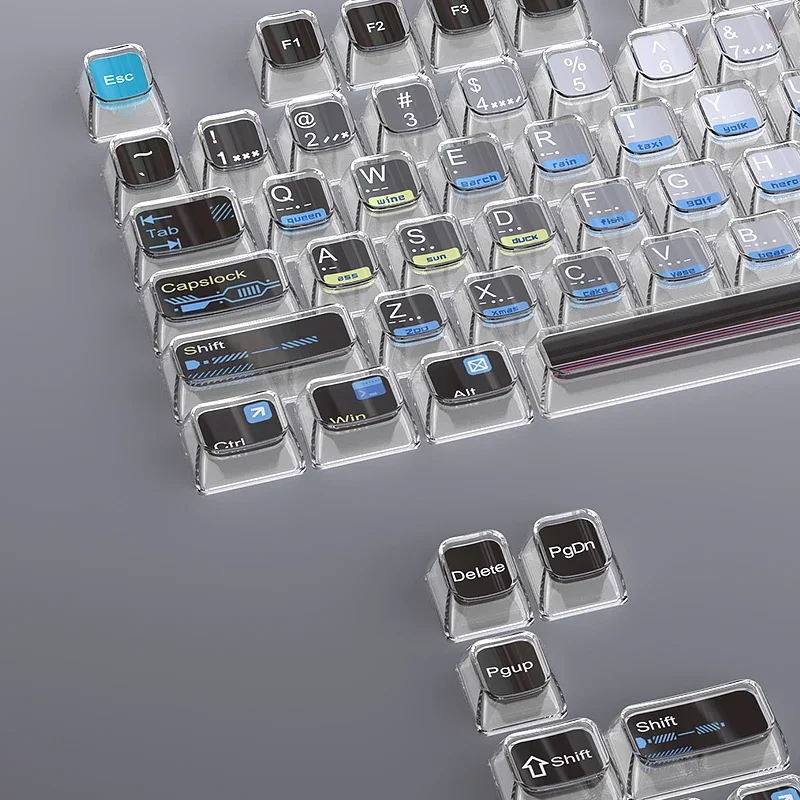 

Three-dimensional double-layer crystal keycap MDA height 115-key small full set PC transparent two-color mechanical keyboard