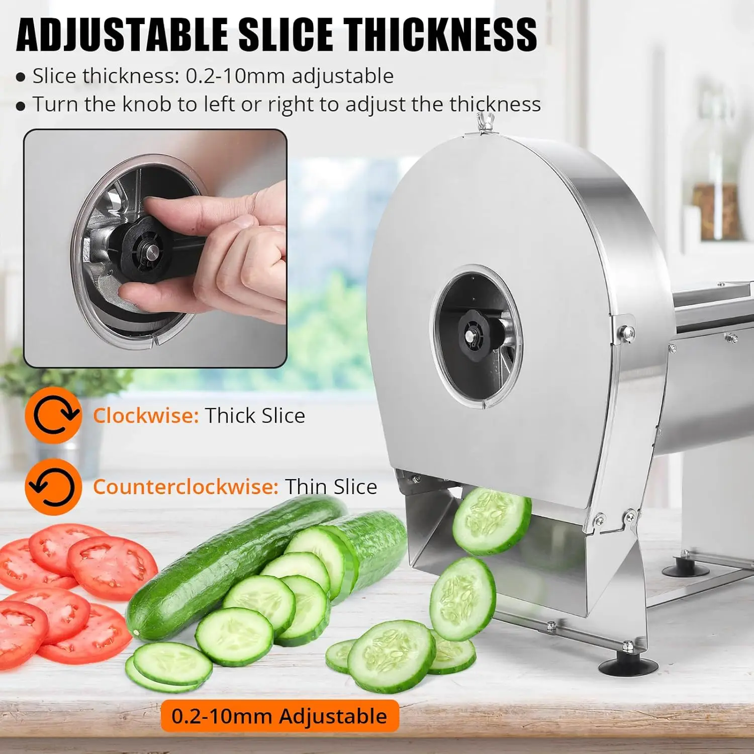 Commercial Vegetable Fruit Slicer Electric Onion Potato Slicing Machine 0.2-10Mm Thickness Adjustable Stainless Steel Food