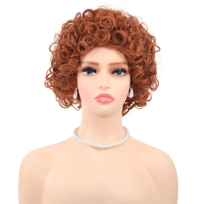 High Quality Wig Short Wavy Full Wig for Mrs Roper Synthetic Costume Landlady Annie Wig Props for Halloween Party Accessories