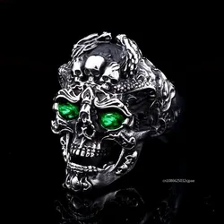Vintage Skull Ring Men Punk Jewelry Gothic High Polish Skull Gold/Steel Color Rings for Men Punk Motorcyclist Jewelry Gifts