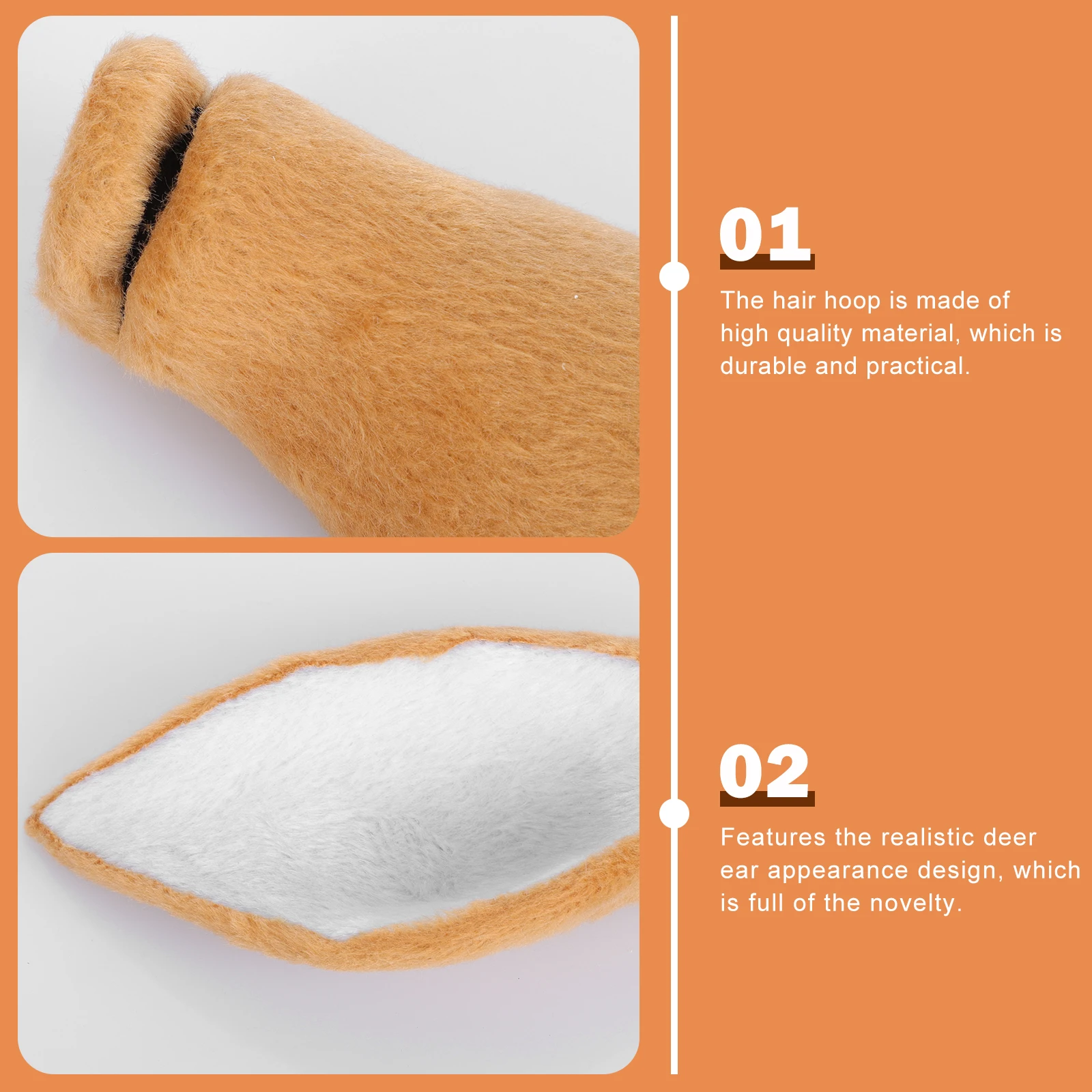 إكسسوار غطاء الرأس لآذان الغزلان الاصطناعية، مادة بلاستيكية باللون البني، دعامة ذاتية الصنع لزي حفلات المهرجانات