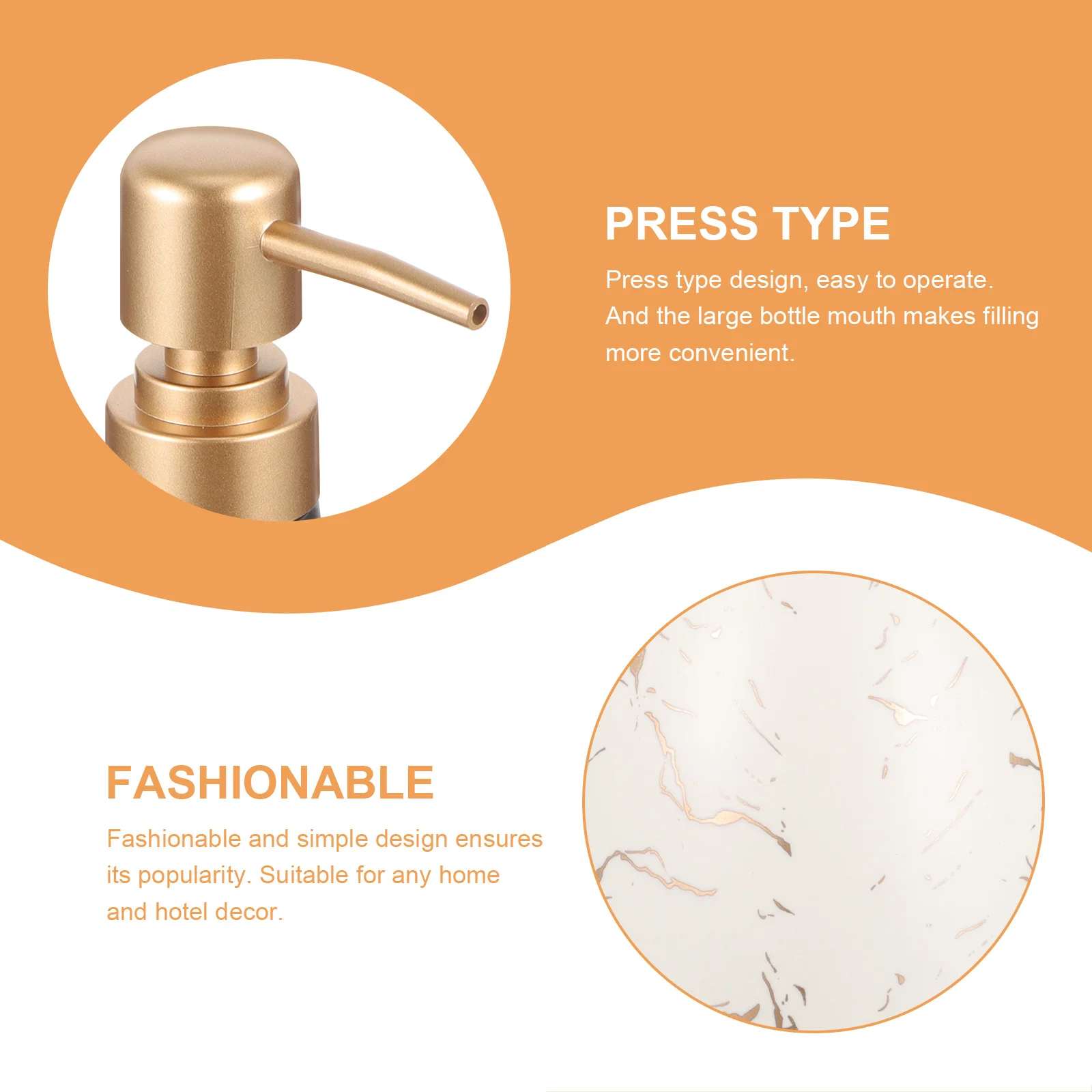 

Marble Pattern Press Pump Bottle for Liquid Soap Shampoo Lotion Dispenser Portable Travel Refillable Bathroom Kitchen Decorative