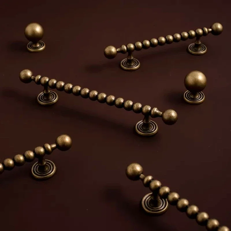 Möbelgriff T-Griff mit kleinem runden Kugelgriff / Moderner Stil Antik-Bronze Schrank Massiver Messing Kleiderschrank Schubladenknöpfe – Detail 16