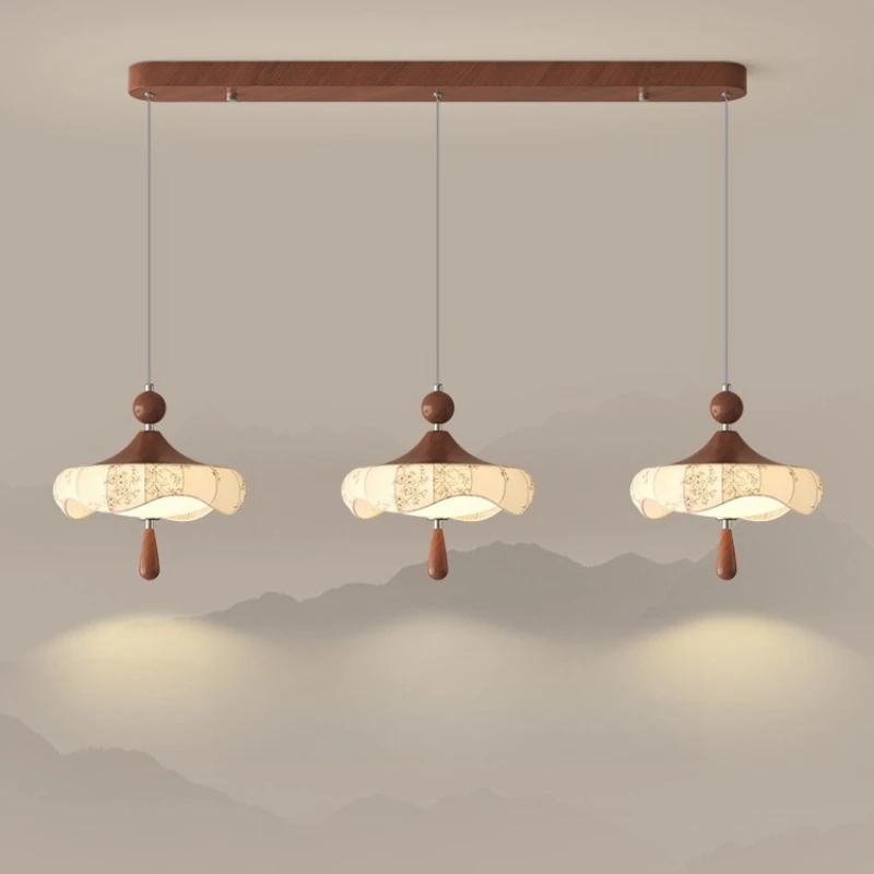 

Люстра Новая антикварная ткань в китайском стиле с принтом Барный светильник Ретро орех светильник для столовой