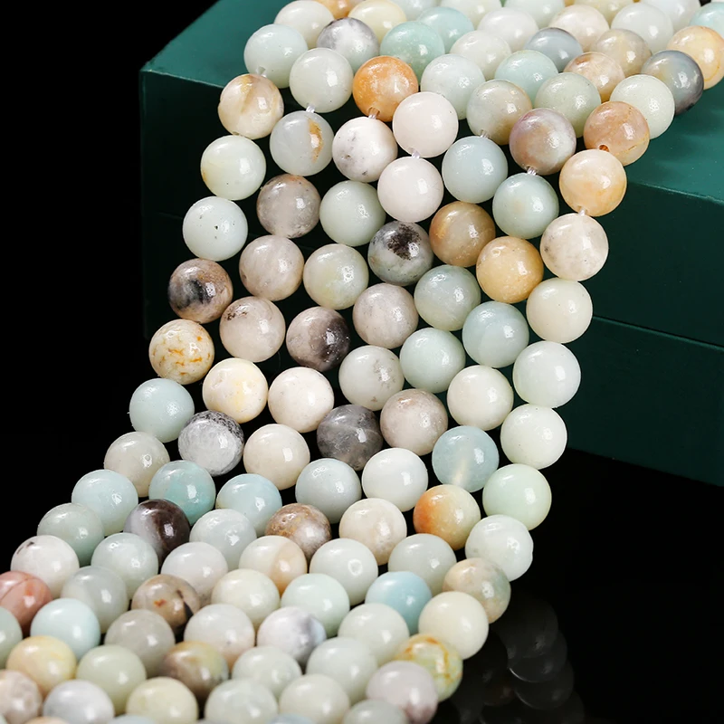 Wholesale Natural Amazonite Stone Beads Round Loose Spacer Beads For Jewelry Making DIY Bracelet Necklace Accessory Findings