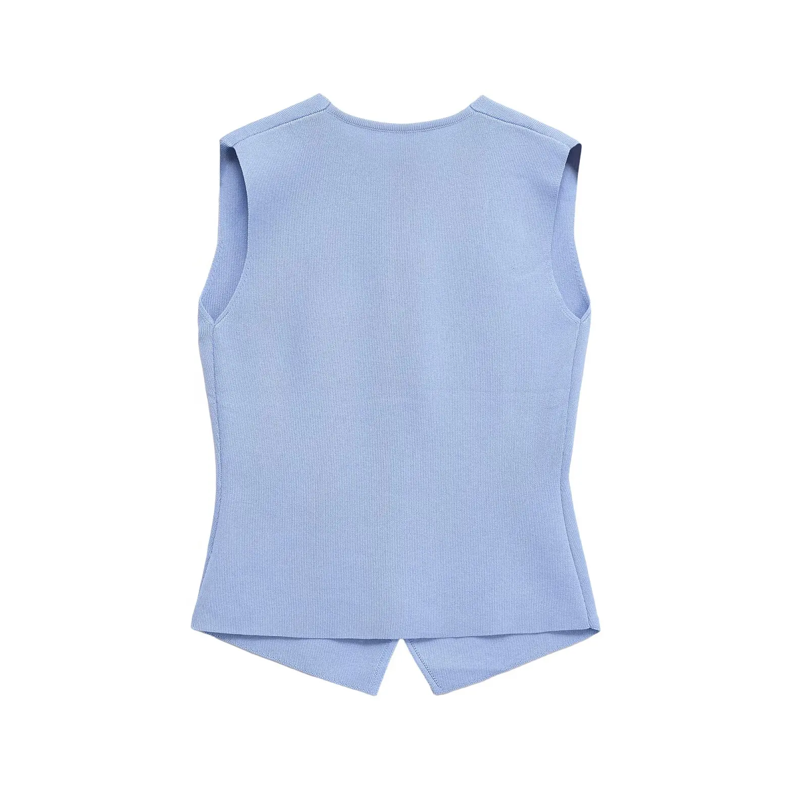 Dave&Di French Country Lazy Knitted Vest Sleeveless Vest Tank Top Minimalist Elegant Single Breasted Vest Women