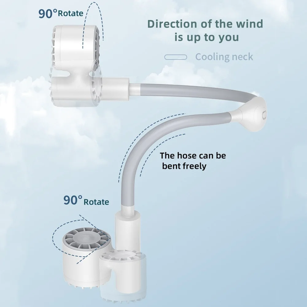 New Portable Lightweight Halter Neck Air Cooling Fan USB Rechargeable Outdoor Travel Sport Wearable Mini Hanging Neck Fan 3Gear