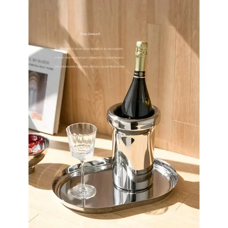 European creative stainless steel champagne bucket ice bucket wine bucket household commercial light luxury high value