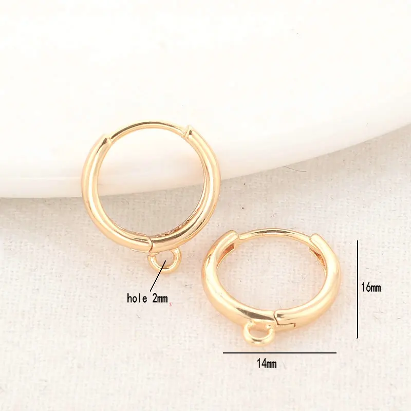 10PCS 14*16MM 14K Gold Color Brass Round Loop  Earrings Hoops High Quality Jewelry Making Supplies Diy Findings Accessories