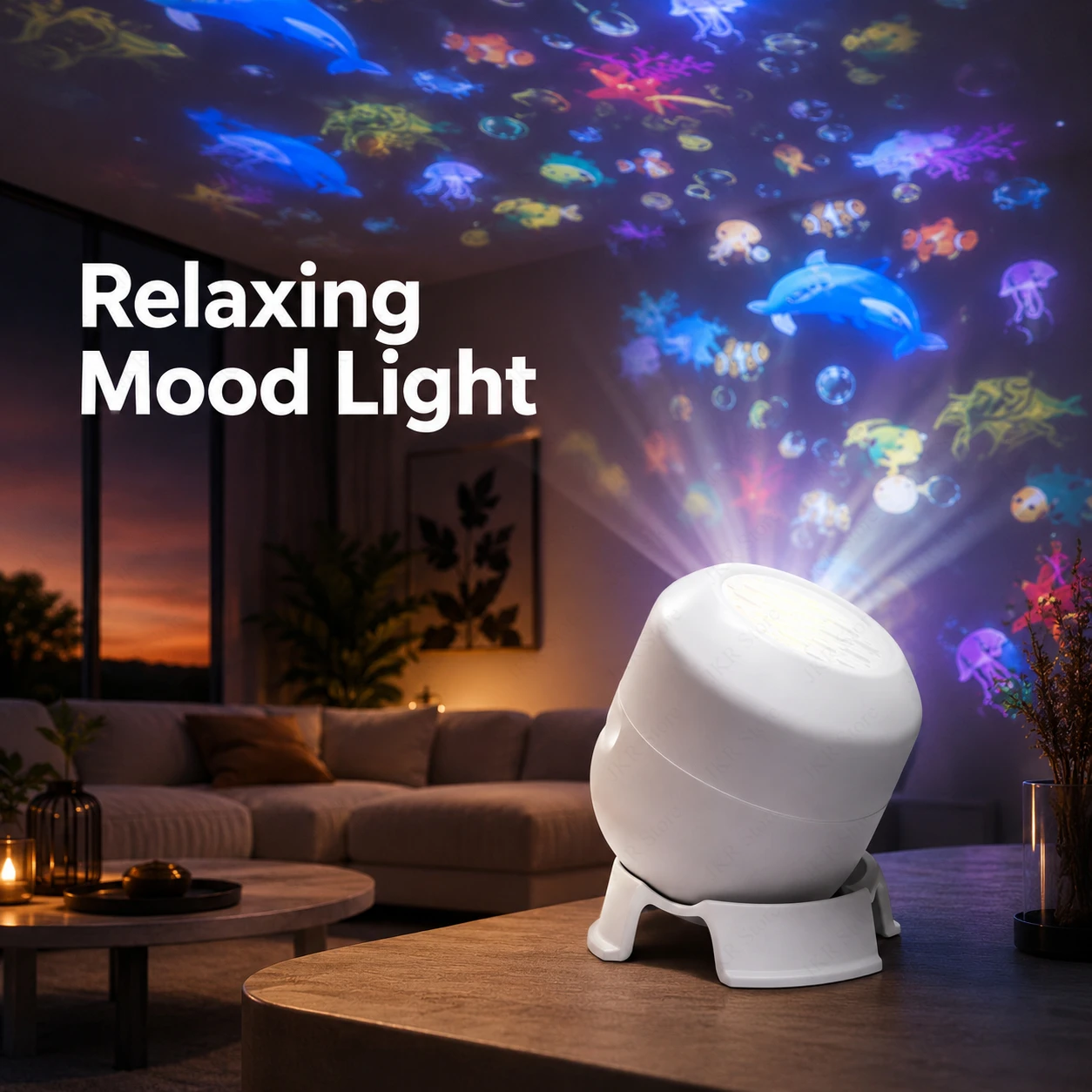 

LED Starry Ocean Projector Light 360 Rotating Dynamic Projection USB Plug In Ambient Night Lamp for Bedroom Living Room Decor
