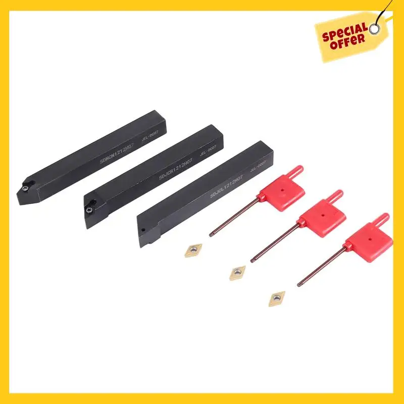 

3Pcs 1/2 Inch CNC Lathe Carbide Turning Tools Indexable Holder Set SDNCN1212H07 + SDJCL1212H07 + SDJCR1212H07+3Pcs DCMT070204 In