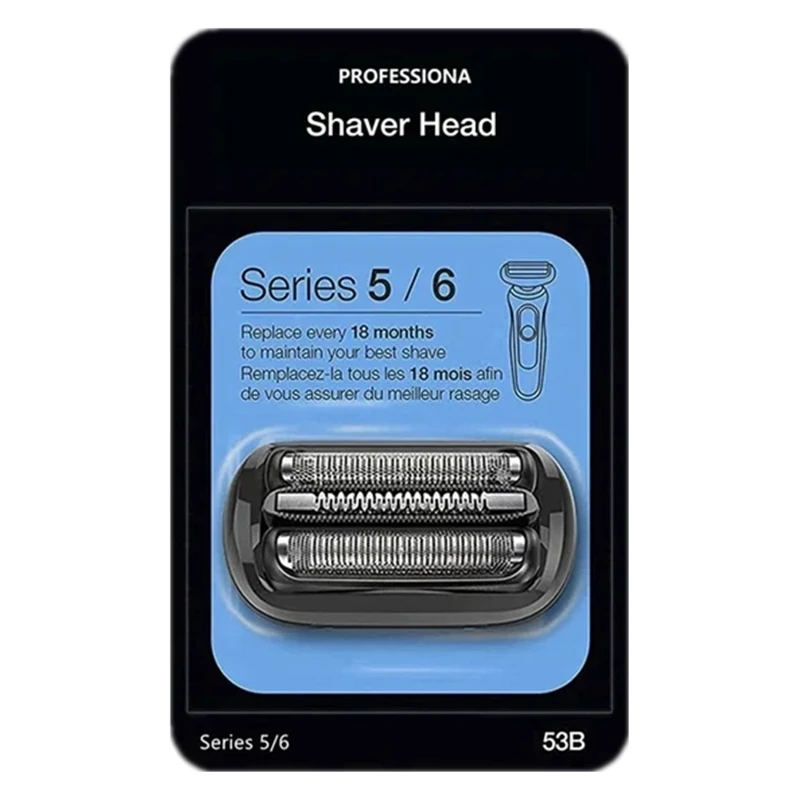 رأس بديل من السلسلة 5/6 53B متوافق مع ماكينة الحلاقة الكهربائية براون 5018s، 5020s، 5031s، 5050cs، 6020s، 6072cc، أسود