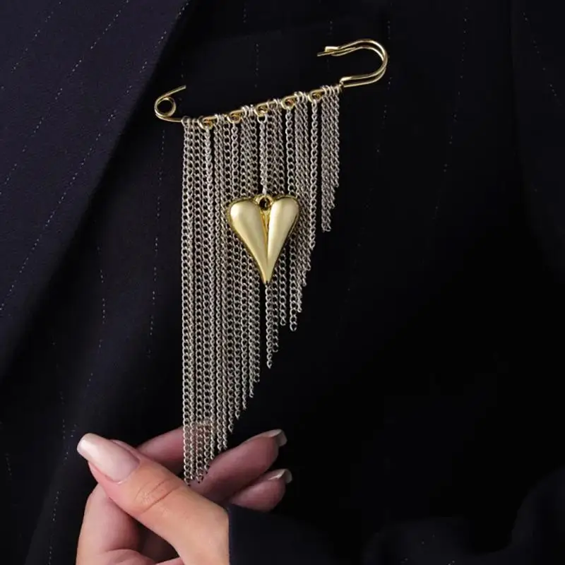 New Multi-Functional Chain Tassel Brooches Handmade Adjustable Clothes Accessory Detachable Beaded Chain Pin Women