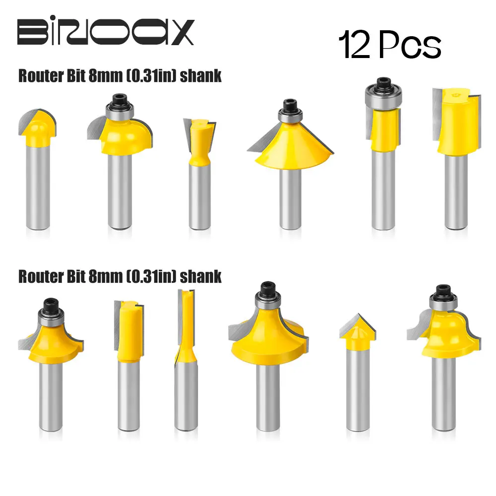 

Набор фрез Binoax, комплект из 12 твердосплавных насадок 8 мм для работ по дереву
