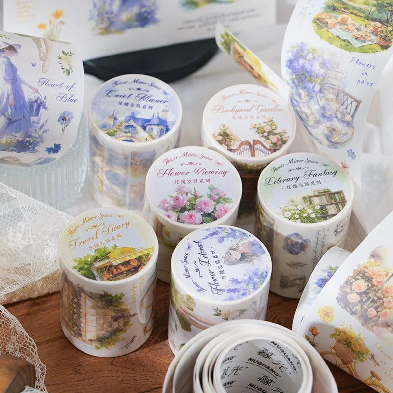 

Том 6 — INS Artist Flower Mirror Space, акварельные цветы и бумажная лента, малярная лента, используется в качестве материала-планировщика, Scra своими руками