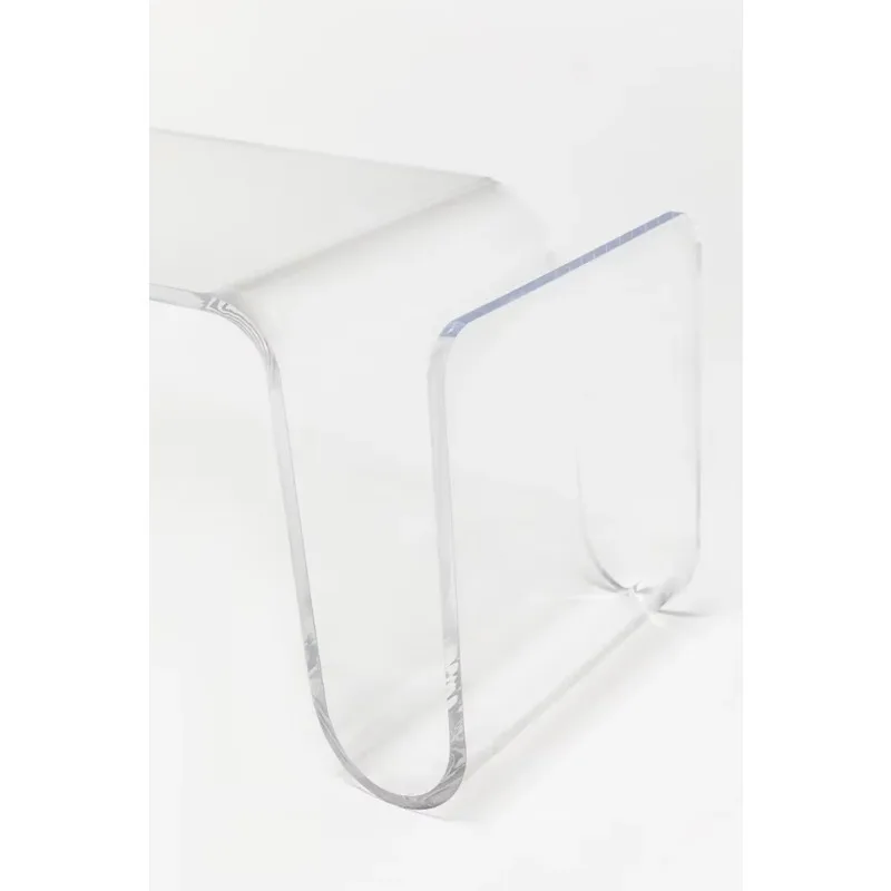Modern Transparent Acrylic Curved Coffee Table with Built-in Magazine Rack Sleek Design for Living Room Home Office Decor