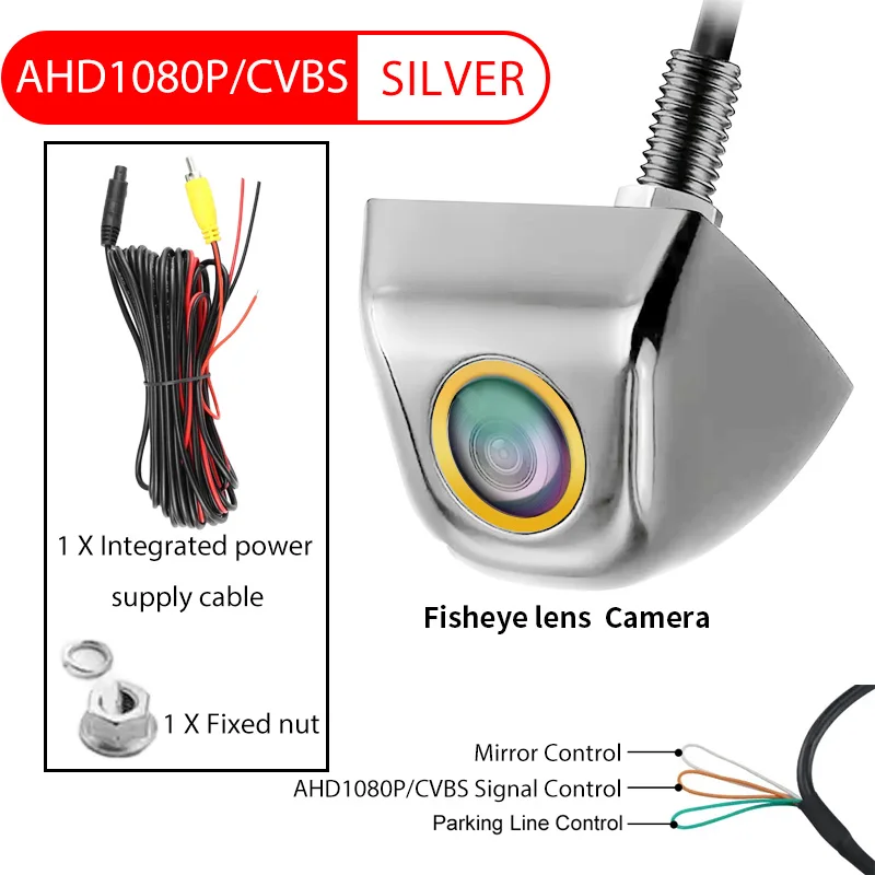 Universal AHD CVBS 170 ° Fisheye Auto-Rückfahrkamera, HD-Nachtsicht, wasserdichtes Rückfahrobjektiv mit Schraube im koreanischen Stil
