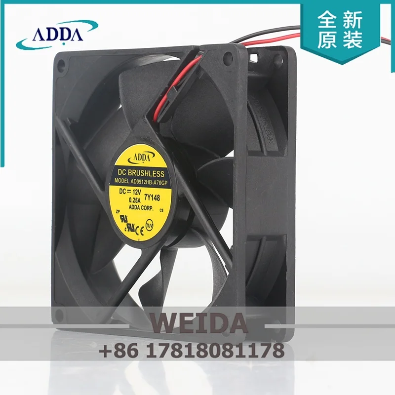 

Cooling fan ADDA 5V 24V 48V DC 12V 0.25A AC EC 9025 90X90X25MM 9CM High air volume dual ball power supply chassis AD0912HB-A70GL