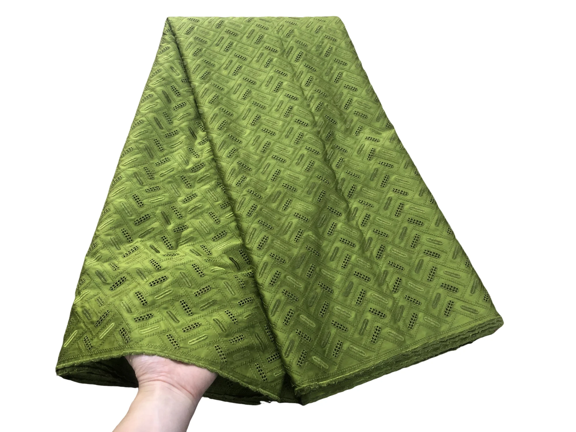 

5 Yards Nigerian 100% Cotton Hollow Out Polish Satin Embroidery Fabric High Quality Swiss Voile Lace Material For Men Women Sew