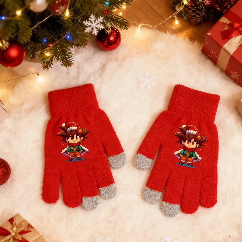 

Dragon Ball Screen Gloves Red Christmas Gloves Children Anime Cartoon Winter Keep Warm Fashion Accessories Xmas Birthday Gifts