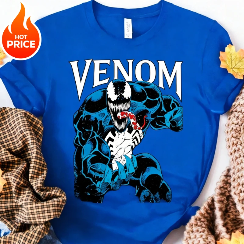

Новая летняя футболка Marvel Venom 2026 для мальчиков и девочек, семейная одежда для родителей и детей, повседневная футболка большого размера для мужчин и женщин, футболка с короткими рукавами Y2k