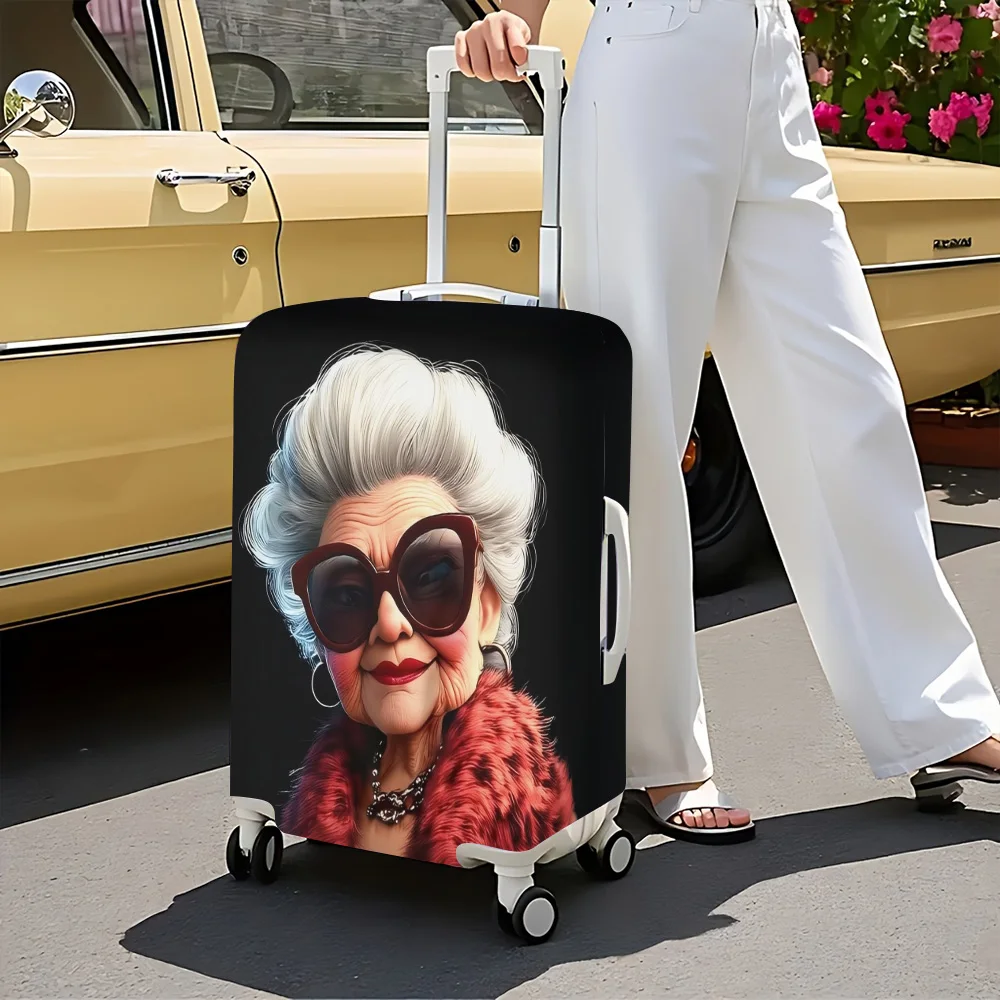 1pc stylish print luggage cover for older women. Fits suitcases from 18 to 32 inches; effectively protects your luggage.