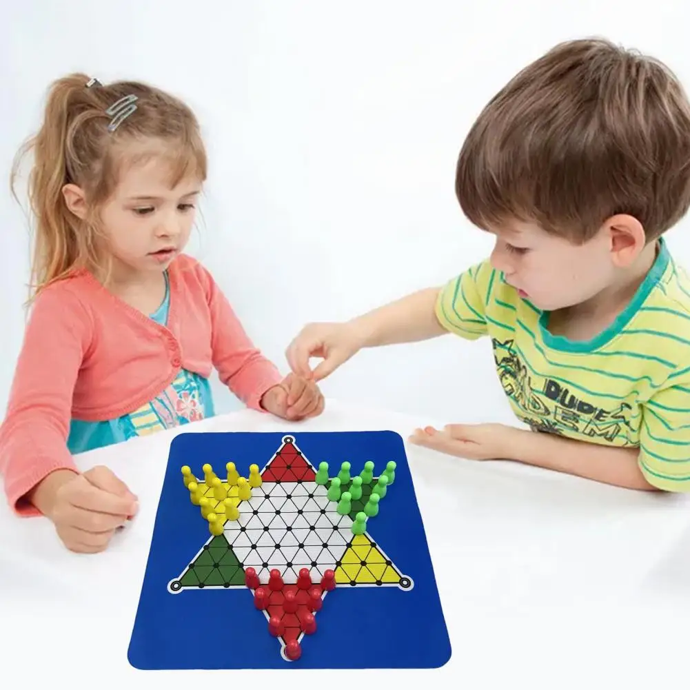 1 Set Chinese Checkers Game with 24CM Rubber Chessboard 30 Chess Pieces Kids Adults 4 Players Strategy Chess Games