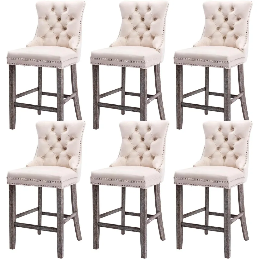 Beige Bar Stools Set of 6, 27