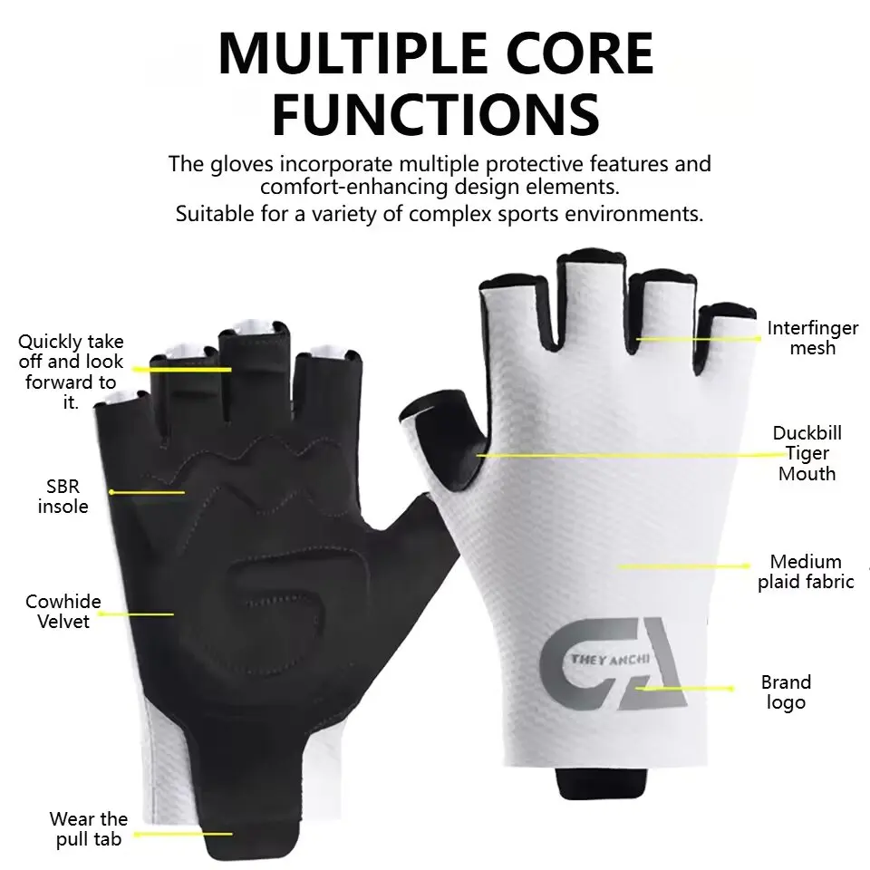 Cycling Gloves Shockproof Bike Half Finger Gloves Breathable Anti-shock Bike Short Gloves Summer High Elasticity Gloves