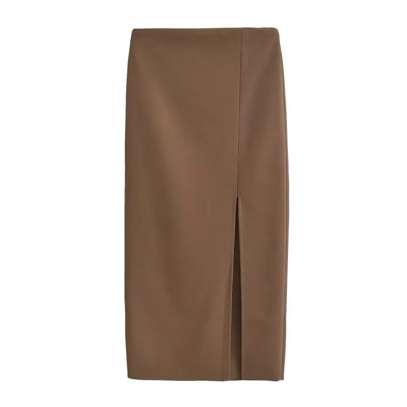 Zomer Nieuwe Hoge Taille Zijsplit Lange Rok Vrouwen Bodycon A-lijn Rok Ele Ladylike Sle Sexy Katoen Busin Casual