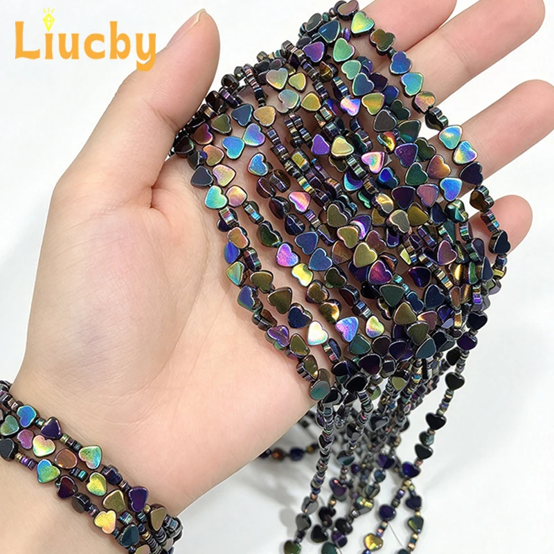 Natürliche, glänzende Regenbogen-Hämatit-Perlen in Herzform, beruhigend, lose Perlen 4/6/8mm für DIY-Armbänder, Halsketten, Ohrringe und Zubehör – Detail 4