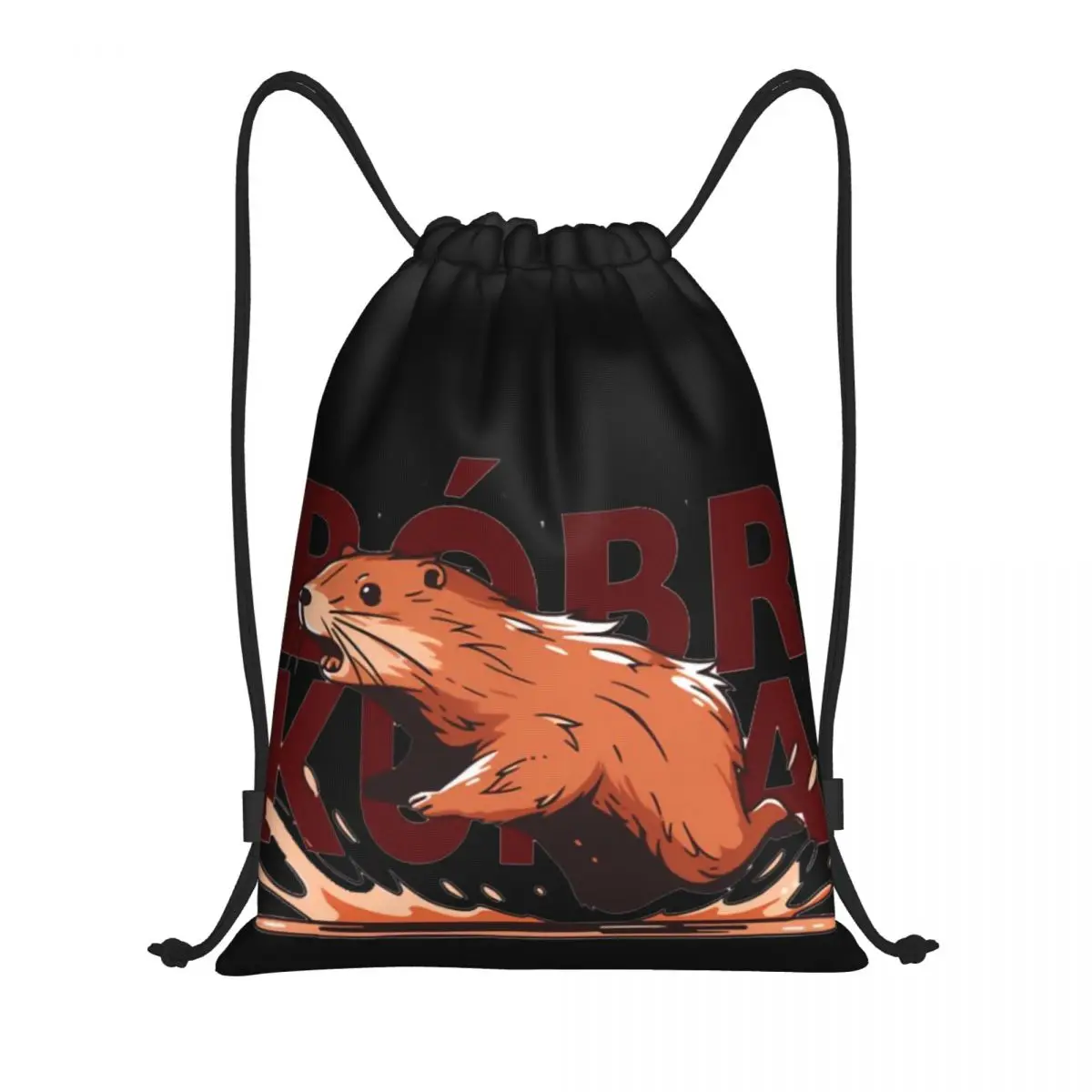 Poland Beaver Bober Portable Drawstring Backpack Storage Bags Outdoor Sports Traveling Gym Yoga